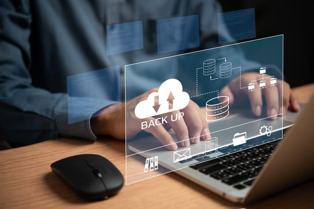 Computer screen showing a backup process