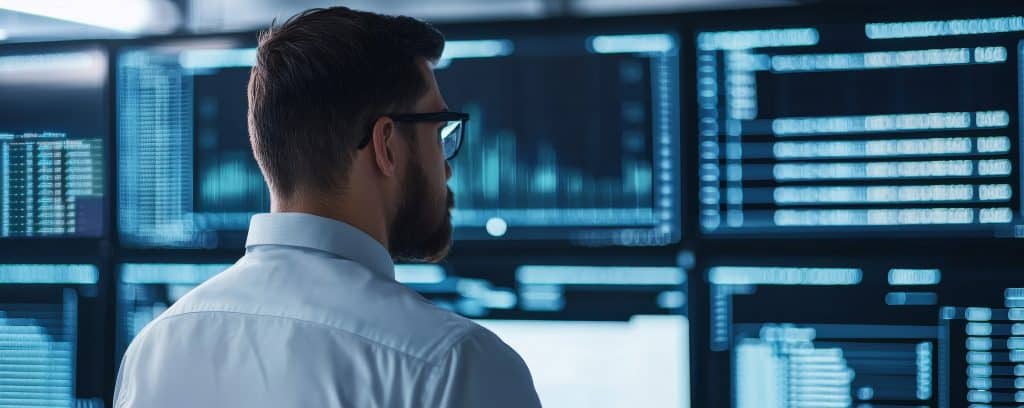 Technician monitoring IT systems for proactive support